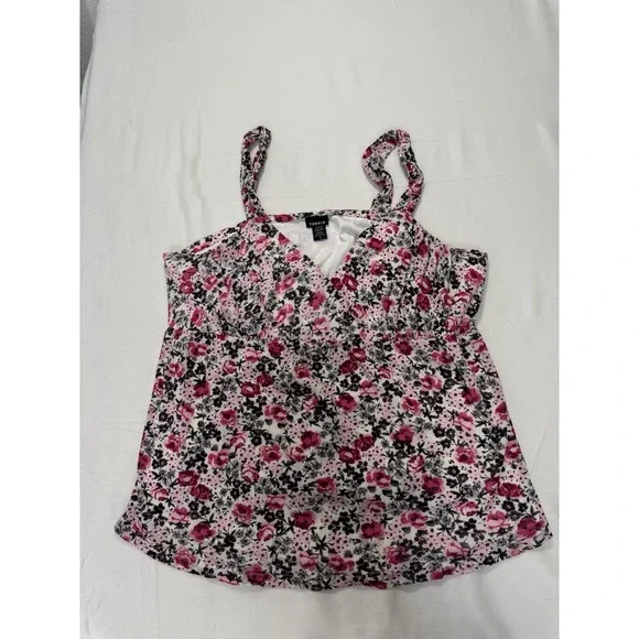 Torrid Size 3 Floral Pink Grey Sleeveless Top V Neck - Picture 1 of 6